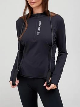 Calvin Klein Performance Quarter Zip Long Sleeve Top - Black, Size S, Women