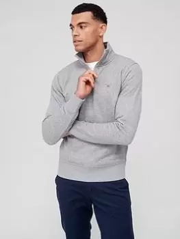 GANT Original Quarter Zip Sweat - Grey Melange, Size 3XL, Men