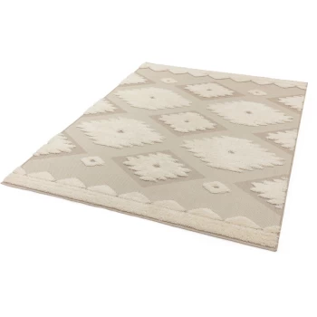 Monty MN02 Natural Cream Tribal 200cm x 290cm Rectangle - Multicoloured and Cream