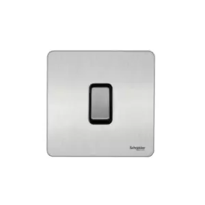 Schneider Electric Ultimate Screwless Flat Plate - Single Light Switch, Double Pole, 20AX, GU2410BSS, Stainless Steel with Black Insert