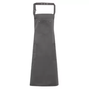 Premier Unisex Chino Cotton Bib Apron (One Size) (Steel)