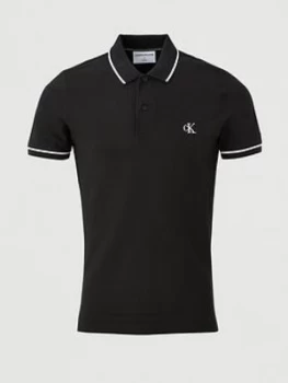 Calvin Klein Jeans Tipping Slim Fit Polo Shirt - Black, Size 2XL, Men