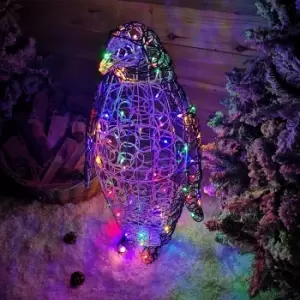 90cm Multicoloured LED Indoor Outdoor Acrylic Christmas Penguin Decoration