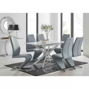 Furniture Box LIRA 120 Extending Dining Table and 6 Grey Willow Chairs