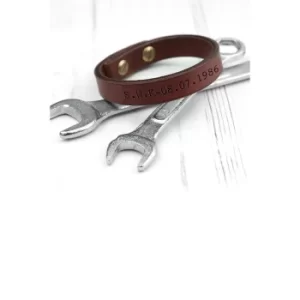 Personalised Brown Leather Bracelet