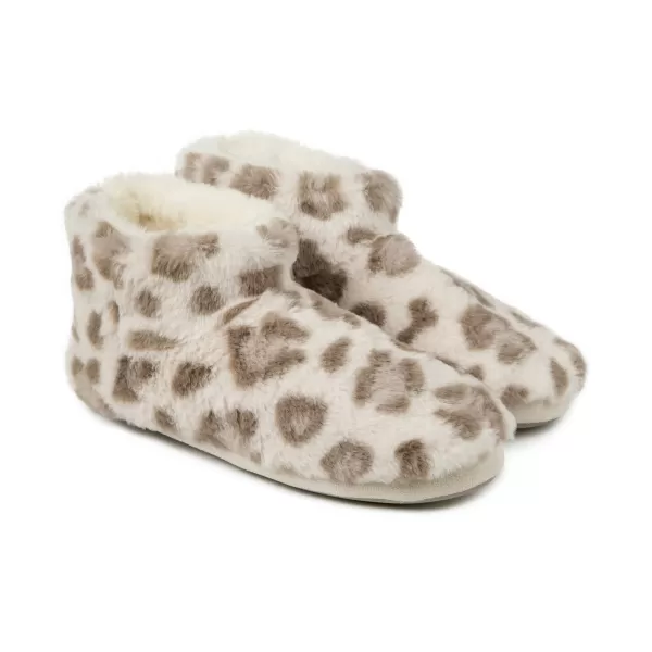 totes Faux Fur Animal Print Short Boot Slippers MultiColoured