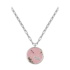 Radley Silver Plated Pink Disc Scene Pendant Necklace