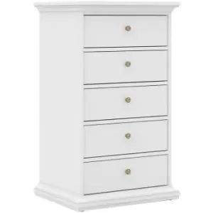 Paris Chest 5 Drawers in White