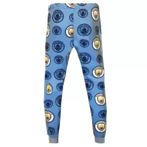 Manchester City FC Mens Fleece Lounge Pants (L) (Blue/White)