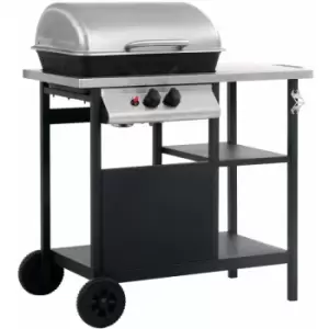 Gas bbq Grill with 3-layer Side Table Black and Silver Vidaxl Black