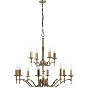 Avery Ceiling Pendant Chandelier Light 12 Lamp Antique Brass Curved Candelabra