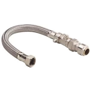 Push Fit Flexible Pipe Connector with Valve Dia15mm Dia12 L300mm