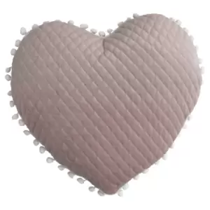 Heart Pom Pom Kids Cushion Light Blush