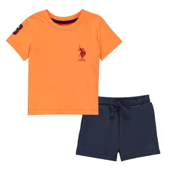 US Polo Assn T Shirt and Short Set - Fluro Orange