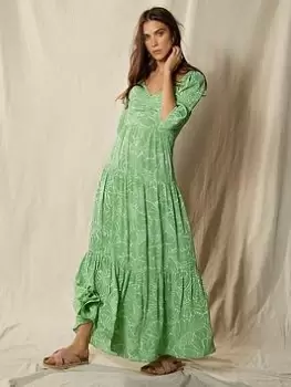 Mint Velvet Lucy Print Boho Maxi Dress, Green, Size 18, Women