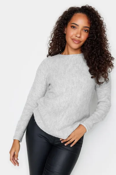 M&Co Grey Slash Neck Jumper, Grey, Size 10-12, Women