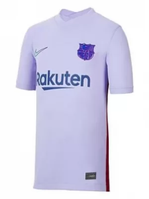 Nike Youth Barcelona 21/22 Away Short Sleeved Stadium Jersey, Purple, Size S