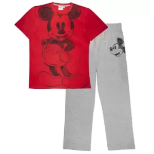 Disney Womens/Ladies Mickey Mouse Sketch Pyjama Set (M) (Red/Heather Grey)