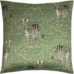 Paoletti Zebra Foliage Cushion Cover (50cm x 50cm) (Green)