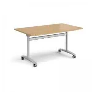 Rectangular deluxe fliptop meeting table with silver frame 1400mm x