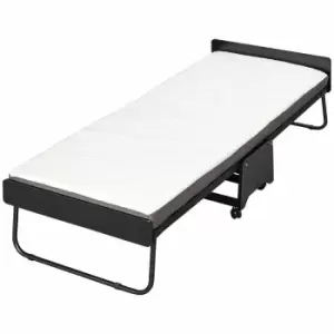 HOMCOM Portable Folding Bed With Memory Foam Mattress And Steel Frame On Wheels