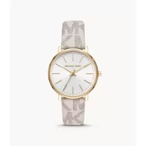 Michael Kors Womens Pyper Three-Hand Pvc Strap - White