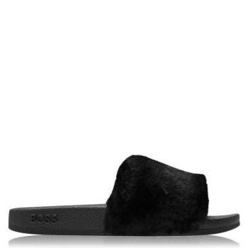 Hugo Boss Faux Fur Slides Black Size 10 Men