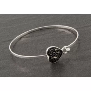 Midnight Sparkle Silver Plated Heart Hearts Bangle