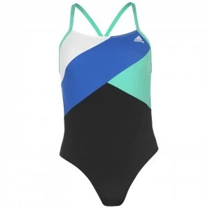 adidas Performance Colour Block Swimsuit Ladies - Blk/Wht/Green