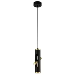 Ceiling Pendant, 2 x 2W LED, 3000K, 560lm, Sand Black, Gold - Luminosa Lighting