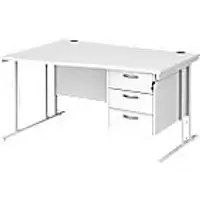 Dams International Wave Desk MC14WLP3WHWH 1,400 x 725 x 800 - 990 mm