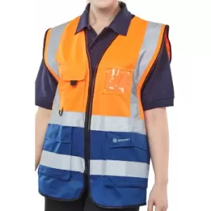 Two tone executive waistcoat orange/navy lge - Hi Vis - Orange / Navy - Beeswift