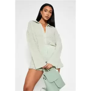 I Saw It First Sage Textured Button Up Shirt - Green