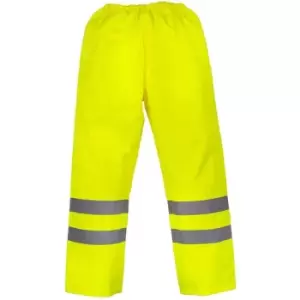 Yoko Mens Hi-Vis Waterproof Contractor Over Trousers (Pack of 2) (S) (Hi-Vis Yellow) - Hi-Vis Yellow