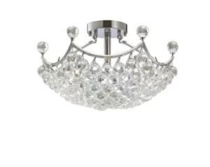 Cesto Flush Ceiling 6 Light Polished Chrome, Crystal