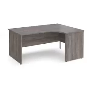 Maestro 25 right hand ergonomic desk 1600mm wide - grey oak top with panel end leg