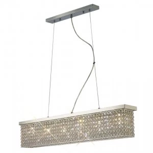 Ceiling Pendant Rectangular 6 Light Polished Chrome, Crystal