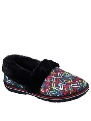 Skechers James Goldcrown Too Cozy Lodge Love Slippers, Black/Multi, Size 4, Women