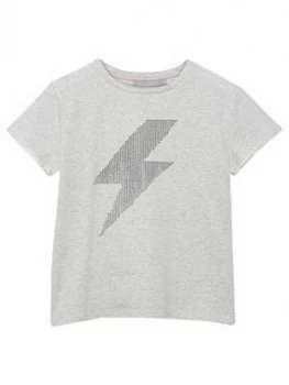 Mintie by Mint Velvet Girls Lightning Bolt Hot Fix T-Shirt - Grey, Size Age: 9-10 Years, Women