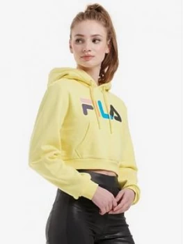 Fila Jil Crop Hoodie - Yellow , Yellow, Size L, Women