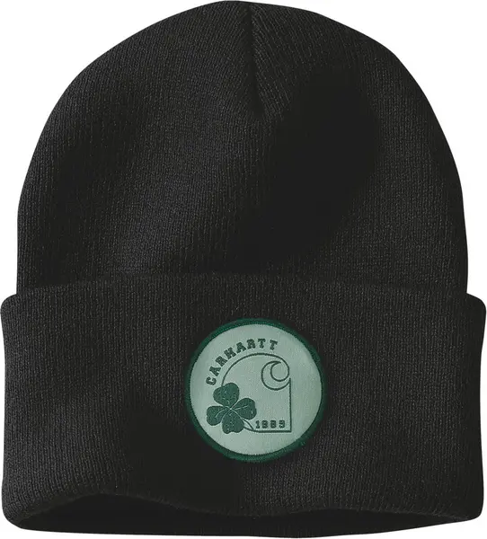 Carhartt Knit Shamrock Patch Beanie, black