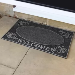 JVL Rectangle Welcome PVC Pin Doormat Silver