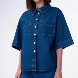 Aligne Womens Giana Short Sleeve Denim Shirt - Mid Wash - UK 12