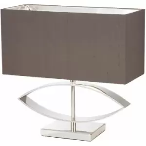 Rectangle Table Lamp Light Silver Taupe Shade Square Metal Base Desk Sideboard