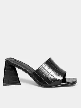 Yours Extra Wide Fit Block Mule Croc Black, Size E, Women