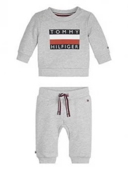 Tommy Hilfiger Baby Boy Flag Tracksuit, Grey, Size 18-24 Months