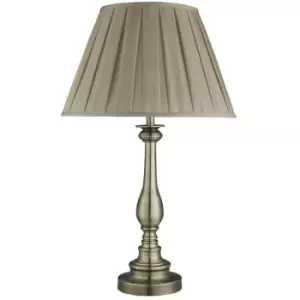 Searchlight Flemish - 1 Light Table Lamp Antique Brass with Pleated Fabric Shade, E27