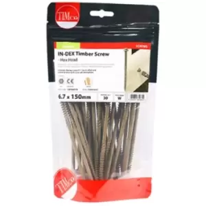 Timco - Exterior Timber Hex Construction Screws - 6.7 x 150 (Bag of 30)