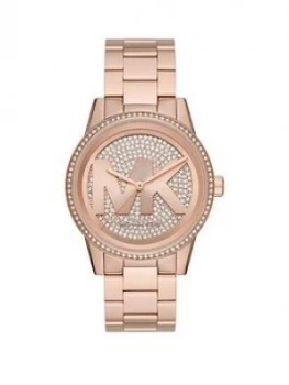 Michael Kors Logo Dial Rose Gold Tone Bracelet