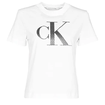 Calvin Klein Jeans SATIN BONDED FILLED CK TEE womens T shirt in White - Sizes S,M,L,XL,XS